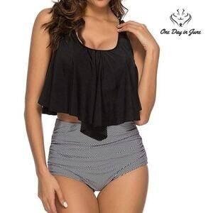 Adisputent High Waisted Flounce Vintage Bikini Size M